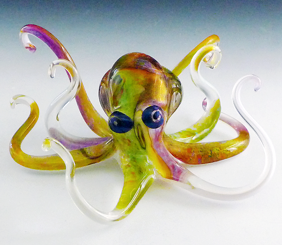 Michael Hopko- Blown Glass Multicolored Octopus